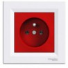 ZÁSUVKA 1x2P+PE 16A ASFORA BIELA/ČERVENÁ