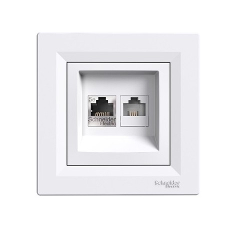 ZÁSUVKA RJ45 5E UTP + RJ11 ASFORA BIELA