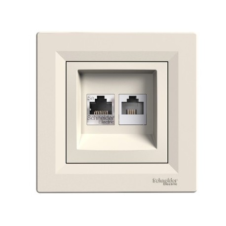 ZÁSUVKA RJ45 5E UTP + RJ11 ASFORA KRÉM.