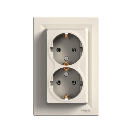 ZÁSUVKA 2x2P+SE 16A ASFORA KRÉMOVÁ