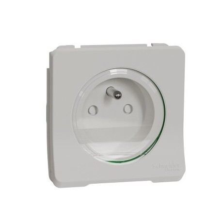 Zásuvka 16A 2P+E, clonky, bezskrutková, IP55, biela