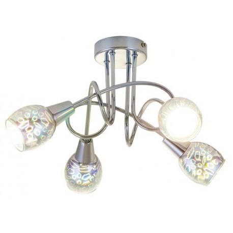 Rabalux 6010 - Porto stropné svietidlo E14 4x MAX 40W sklo chrómová/3D efekt