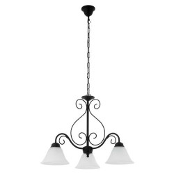 Rabalux 7813 - Athen luster E14 3x MAX 40W sklo matná čierna/biele alabastrové sklo