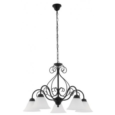 Rabalux 7815 - Athen luster E14 5x MAX 40W sklo matná čierna/biele alabastrové sklo
