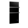 Sklenený vykurovací panel TowelBoy – 600W - Graphenium Black, Strieborné madlá