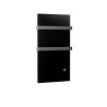 Sklenený vykurovací panel TowelBoy Mini – 400W - Graphenium Black, Strieborné madlá